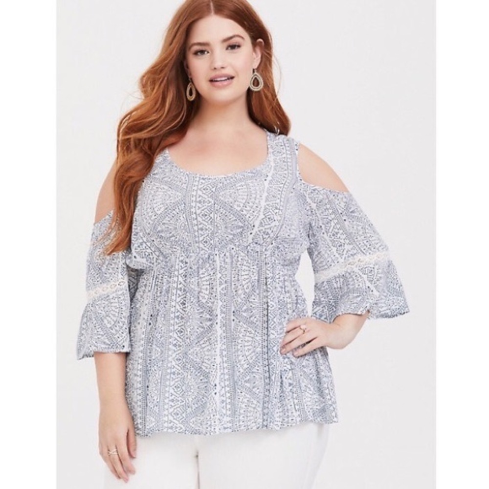 Torrid Cold Shoulder Gauze Babydoll top